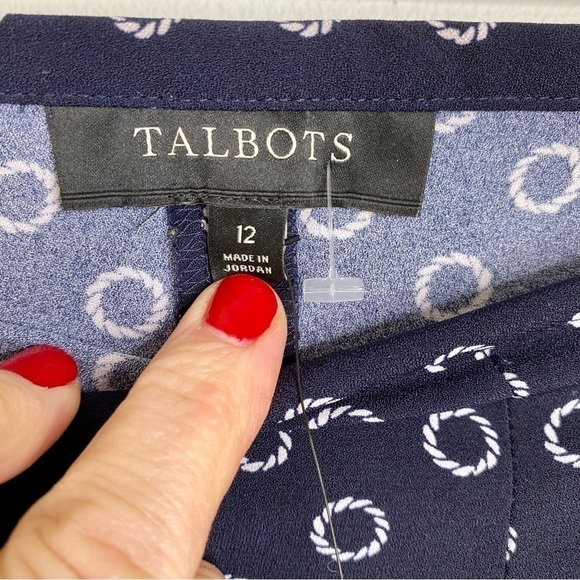 Talbots Indigo life saver print wide leg navy trouser pants size M NWT - Picture 9 of 13